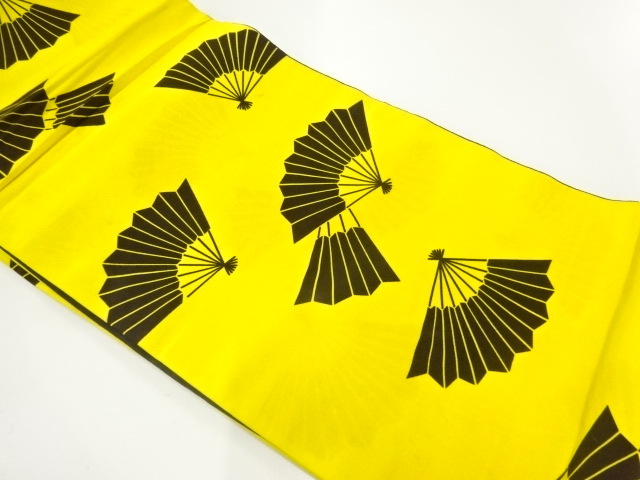 JAPANESE KIMONO / ANTIQUE OBI FOR DANCE / FOLDING FAN PATTERN